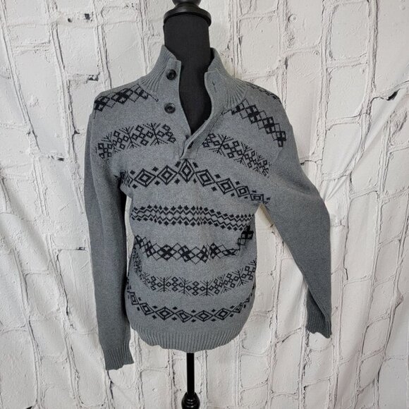 CARBON Retro Knit Grandpa Academia Mens Pullover Mockneck Sweater‎ Sz M - Picture 1 of 4
